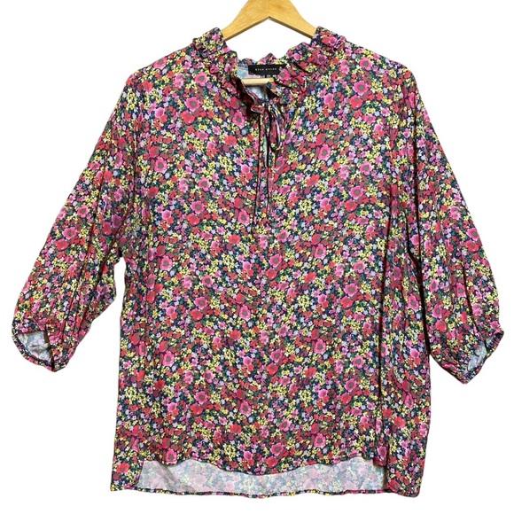 Ryan Wylde Top Womens 2X‎ Plus Size Floral Print 3/4 Balloon Sleeve Blouse - Picture 1 of 13